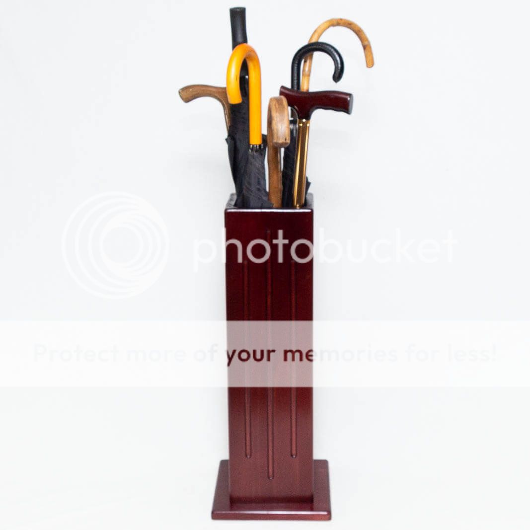 Wooden Umbrella Stand and Walking Cane Holder 3 Vertical Grooves